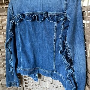 Melrose and Market Denim Jacket with Ruffled Back. Size: L